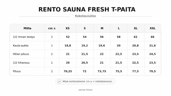 SAUNA FRESH T-PAITA KOKOTAULUKKO SAUNA FRESH T-PAITA KOKOTAULUKKO